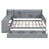 TIRAMISUBEST Twin/Full Size Daybed With 3 Drawers, USB Ports and Desk, Wooden Daybed Frame Sofa Bed with Storage Bookcase Headboard - 4 of 4