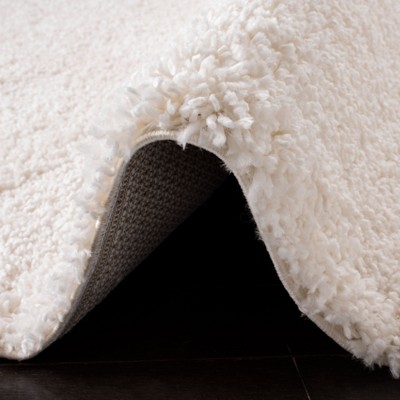 Ivory High Pile Shag Synthetic Area Rug, 9' x 12'