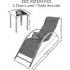 Set of 2 Outdoor Patio Chaise Lounge, 3 Pieces Pool Lounge Chairs with Arm & Side Table, Beach Sunbathing Lawn Chairs for Outside - 2 of 4