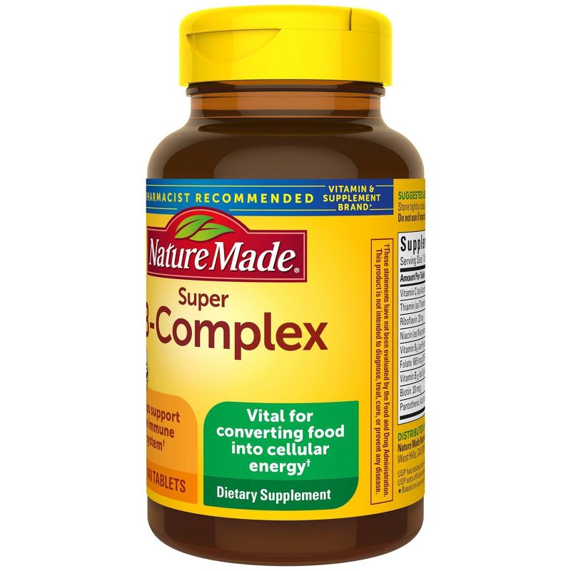 Nature Made Super Vitamin B Complex with Folic Acid + Vitamin C for Immune Support Tablets, 6 of 11