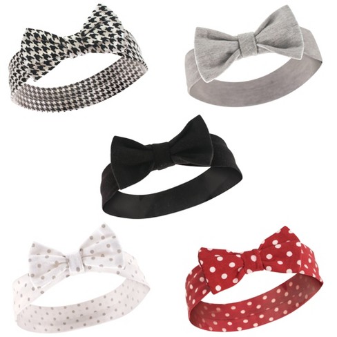 Hudson Baby Infant Girl Cotton Headbands 5pk, Houndstooth, 0-24 Months ...