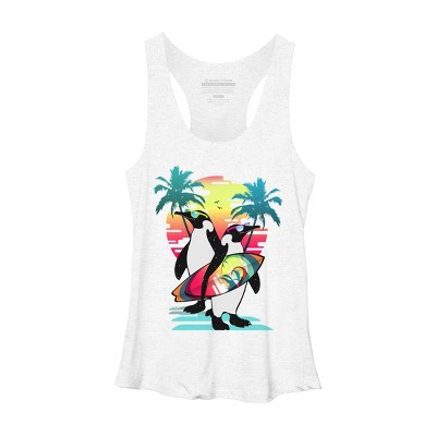 Women's Design By Humans Penguin Summer Vacation By clingcling Racerback Tank Top
