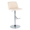 Contemporary Adjustable Barstool with Swivel, Cream Faux Leather, Chrome Metal Base with Straight T Footrest, Set of 2 - 2 of 4