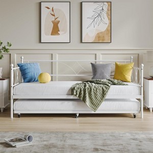 Acekool Twin Daybed, Metal Sofa Bed Frame with Steel Slats, Space-Saving Guest Bed for Bedroom - 1 of 4
