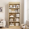 71" Tall Bookcase w/Display Rack & Fluted Design,5 Tier Farmhouse Bookshelf with Wood Base - 3 of 4