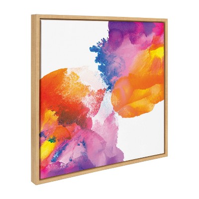 Colorful Abstract Canvas Print for Kids with Natural Frame