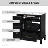 30"W Bathroom Vanity with Ceramic Sink, Cabinet with Solid Wood Legs, Flip-Out Drawer & 3 Drawers for Storage - ModernLuxe - 4 of 4