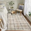 8x10 Washable Rugs Non Slip - Farmhouse Plaid Area Rug for Living Room, Bedroom (Beige) - 2 of 4