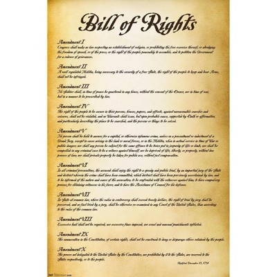 34" x 22" Unframed Wall Poster The United States of America Bill of Rights - Trends International