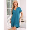 cheibear Women's V-Neck Front Button Down Short Sleeve Nightgowns - 2 of 4