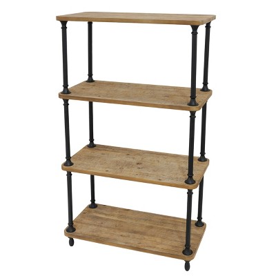 VIP Wood 54.75 in. Brown Industrial Style Book Shelf