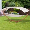 Gulches Hammocks: 13' Boho Chic White Hammock with Wooden Stand and Sunshade Canopy - 2 of 4