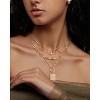 Layered Initial Necklace Set - 14K Gold Plated Customizable Letter & Star Choker - 2 of 4