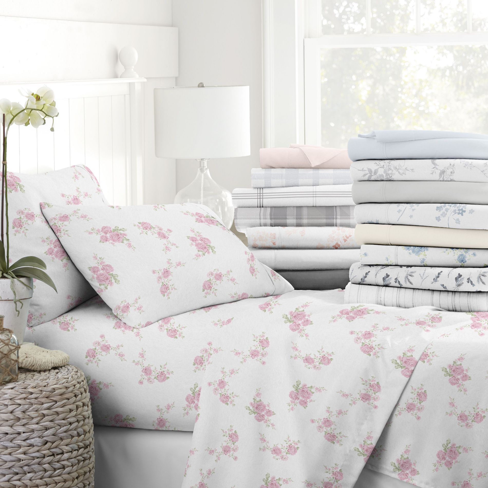 100% Cotton Flannel Sheets,  4PC Super Soft Bed Sheets, Easy Care,  Solid Color - Becky Cameron
