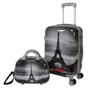 World Traveler Destination 2-Piece Carry-on Hardside Spinner Luggage Set - Paris - 1 of 4