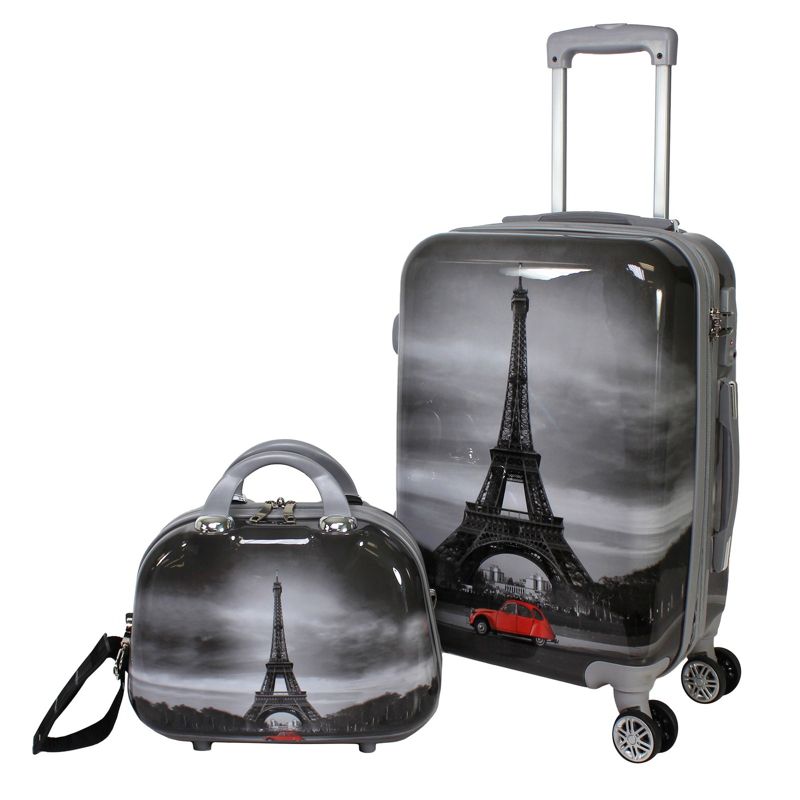 World Traveler Destination 2-Piece Carry-on Hardside Spinner Luggage Set - Paris, 1 of 10
