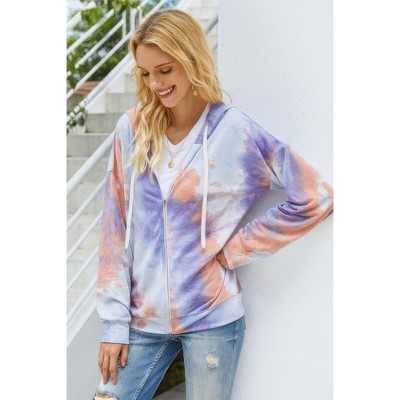 I AM A FASHION JUNKY Tie Dye Full Zip Drawstring Hoodie