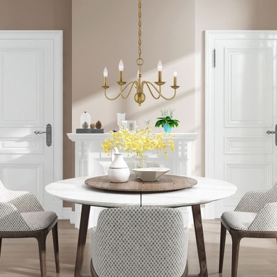 Elegant Antique Brass 5-Light Taper Candle Chandelier