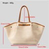 FATMOON Women's Straw Tote Bag for Dumpling Purse Summer Beach Shoulder Bag Large Capacity Handbag with Leather Top Handles - Off white - 3 of 4