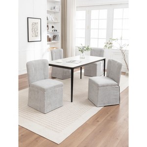 Gulches Gray Linen Dining Chairs Set of 2 Modern Fabric Side Chairs with Padded Seat and Backrest for Dining Room Kitchen and Living Room - 1 of 4