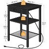 Small side table with charging station and USB port, three-layer bedside table with adjustable shelf - 3 of 4