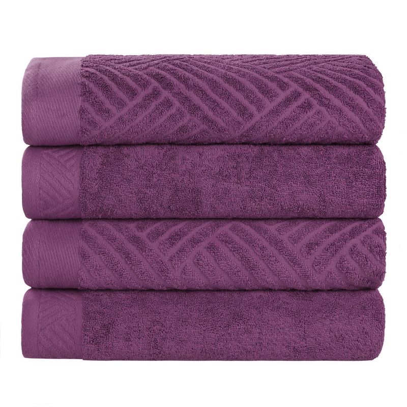 Basketweave Luxury Cotton Jacquard and Solid Bath Towels, Set of 4 by Blue Nile Mills, 1 of 12