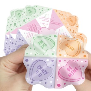Big Dot of Happiness Valentine Hearts Fortune Teller Cootie Catcher Game, Pastel Classroom Exchange Party Favor Jokes for Kids Fortune Tellers - 12 ct - 1 of 4