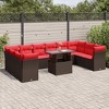 vidaXL 11 Piece Garden Sofa Set with Cushions Brown Poly Rattan - 2 of 4