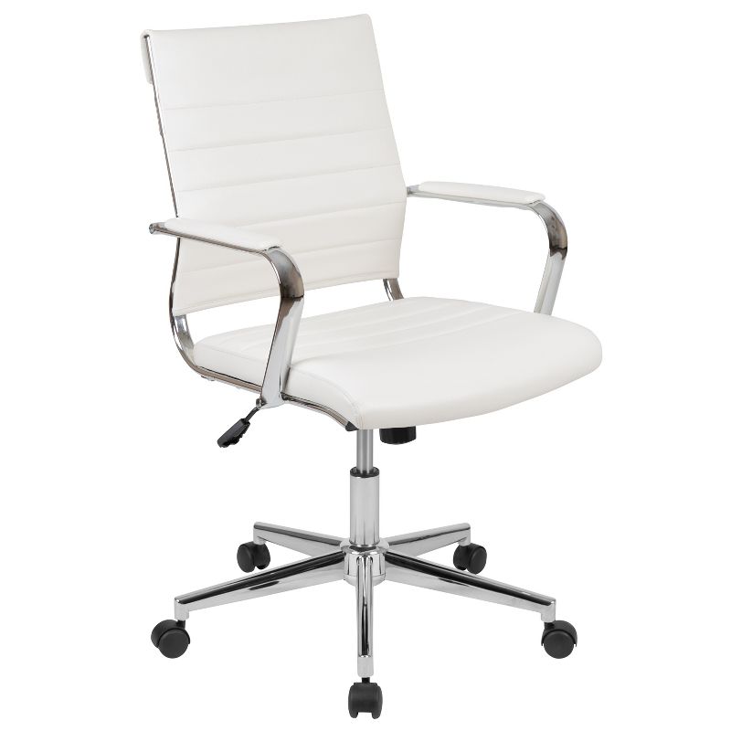 Emma and Oliver Mid-Back LeatherSoft Ribbed Executive Swivel Office Chair - Desk Chair, 1 of 14