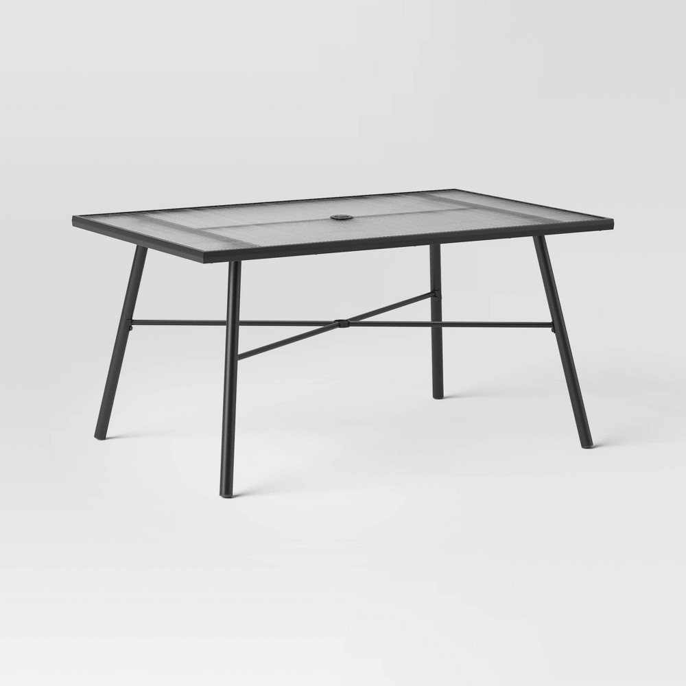Glass Rectangle 6 Person Outdoor Patio Dining Table Black - Room Essentials™