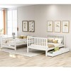 NicBex Full over Full Bunk Bed Convertible Wooden Bed Frame with Storage Stairs, Shelves, Drawers and Guardrail, No Box Spring Required - 2 of 4