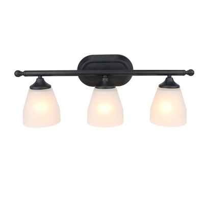 Yosemite Home Decor Jordan 3-Light Vanity Light in Matte Black Finish with Frosted White Glass Shades