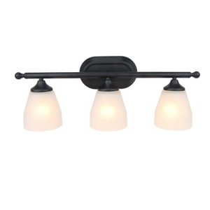 Yosemite Home Decor Jordan 3-Light Vanity Light in Matte Black Finish with Frosted White Glass Shades - 1 of 4