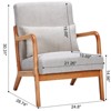 FONTOI Mid-Century Modern Arm Chair with Pillow, Upholstered Reading Chair for Living Room, Bedroom, Beige, 24.8"*30.31"*28.74" - 3 of 4