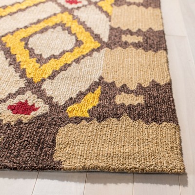Handmade Red and Yellow Floral Rectangular Area Rug
