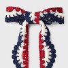 Americana Knitted Hair Bow Barrette - Red/White/Blue - 3 of 3