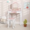 Costway 2 in 1  Kids Vanity Table and Chair Set with Drawer &Detachable Tri-Folding Mirror and Stool for Toddlers & Kids Pink/Blue - 4 of 4