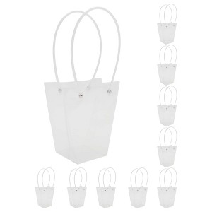 Unique Bargains Floral Bags with Handle for Birthday Christmas Mother's Day Wedding Clear 10 Pcs - 1 of 4