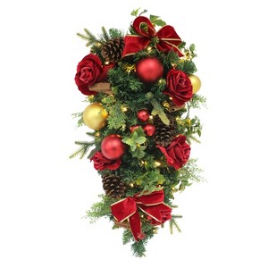 Puleo 28" Artificial Pre-Lit Adorned Swag Battery-Operated - 1 of 4