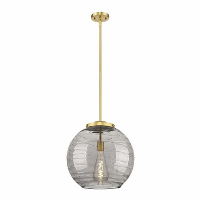 Athens Deco Swirl - 100W 1 LED Stem Hung Pendant In Industrial Style-17.13 Inches Tall and 15.75 Inches Wide