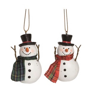 Transpac Resin Snowman w/Scarf Ornament Set of 2 Christmas Home Decorations - 1 of 1