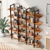 5 Tier Bookcase Home Office Open Bookshelf, Vintage Industrial Style Shelf, MDF Board, Black Metal Frame, Brown - 4 of 4