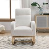 Modern Accent Rocking Chair with High Backrest and Side Pockets,Upholstered Lounge Armchair for Nursery,Living Room,Bedroom-Baofuwish - 3 of 4