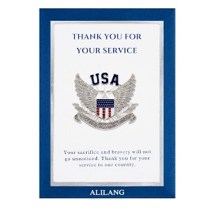 Anna-Kaci USA American Flag Shield with Bird Wings Silver Tone Brooch with Patriotic Gift Message Card & Envelope Jewelry Gifts - 1 of 4