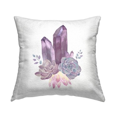 Stupell Industries Purple Amethyst Crystal Shapes Succulent Blossoms