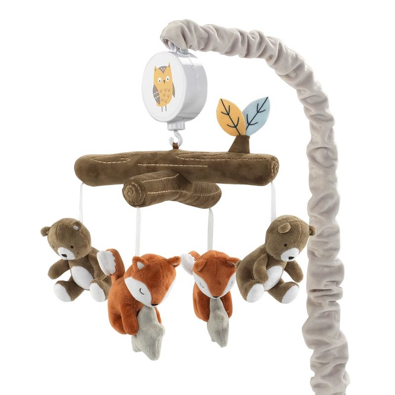 Lambs & Ivy Sierra Sky Brown Bear/Fox Musical Baby Crib Mobile Soother Toy, 1 of 6