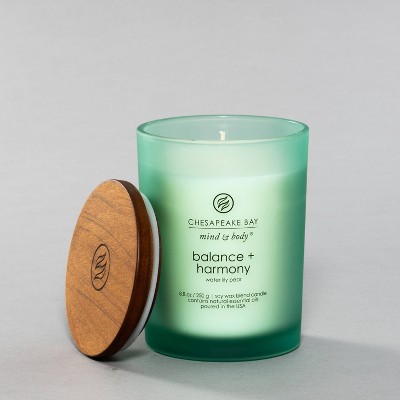 Green Frosted Glass Jar Soy Candle with Wooden Lid