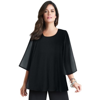 Jessica London Women's Plus Size Georgette Flutter Top