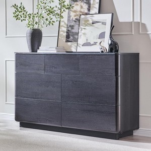 7 Drawer Dresser, 52" Wide Wooden Chest of Drawers, Handleless Modern  Design, Large Storage Bedroom Dresser TV Stand & Storage Organizer, Black :  Target