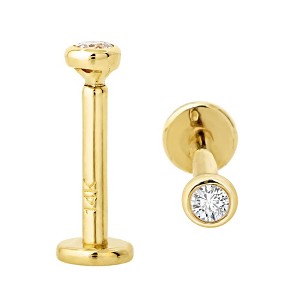 Jewelry Avalanche Unisex 14K Gold Bezel Set 2mm Diamond Labret Studs, Monroe, Lip Ring, 16G - 1 of 4